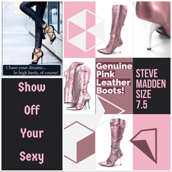 🛑SOLD!🛑 LEATHER STEVE MADDEN Sexy Stiletto Boots - Picture 3 of 8